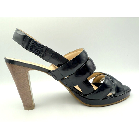 Talbots Heels In Nantucket Patten Leather Strappy Navy Size 8 Pre-owned - Picture 7 of 9